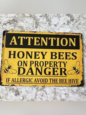 Yellow and Black Honey Bees Warning Sign